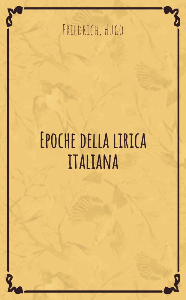 Epoche della lirica italiana