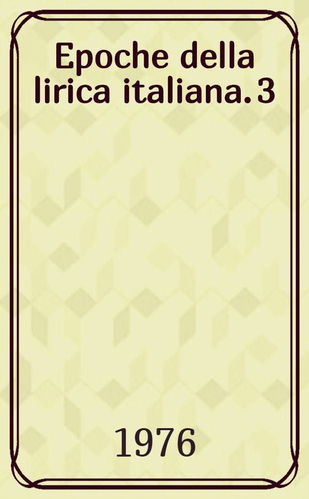 Epoche della lirica italiana. [3] : Il Seicento