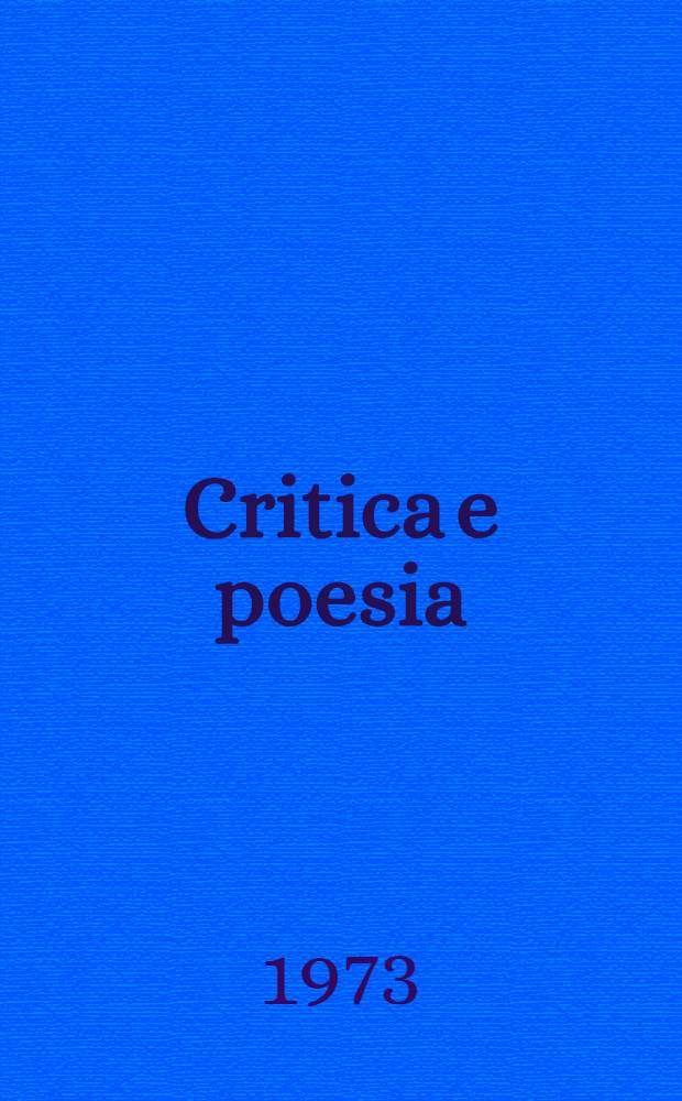Critica e poesia