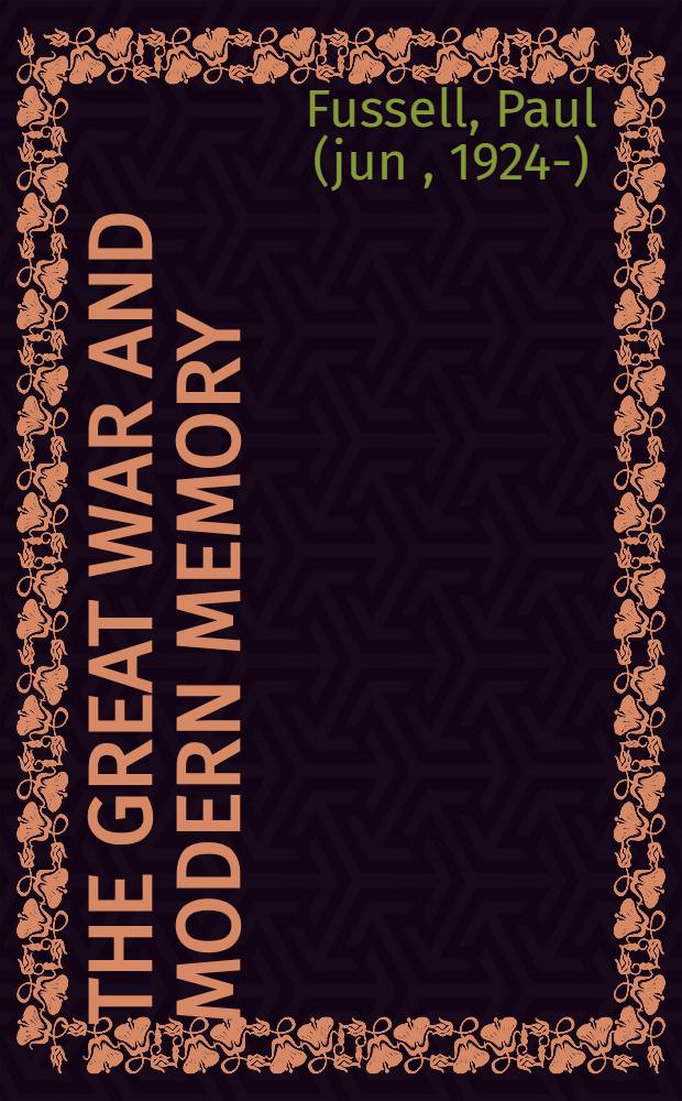 The Great War and modern memory