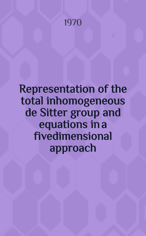 Representation of the total inhomogeneous de Sitter group and equations in a fivedimensional approach