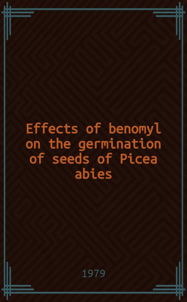 Effects of benomyl on the germination of seeds of Picea abies (L.) Karst = Virkning av benomyl p&aring; spiring hos granfr&oslash;