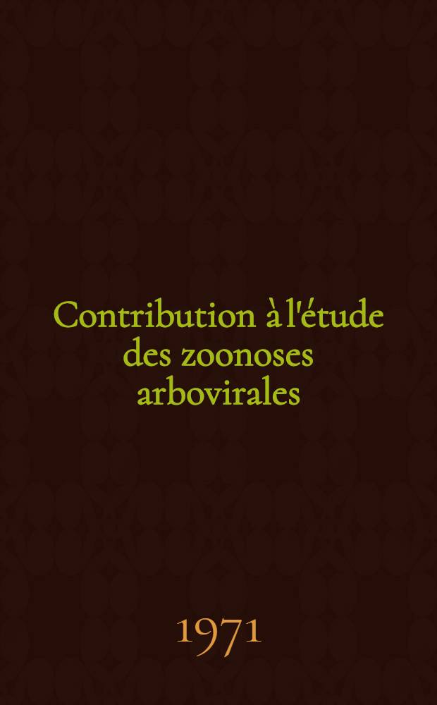 Contribution à l'étude des zoonoses arbovirales : Essai de reproduction expérimentale de l'encéphalomyélite West-Nile chez le mouton et chez le porc : Thèse ..