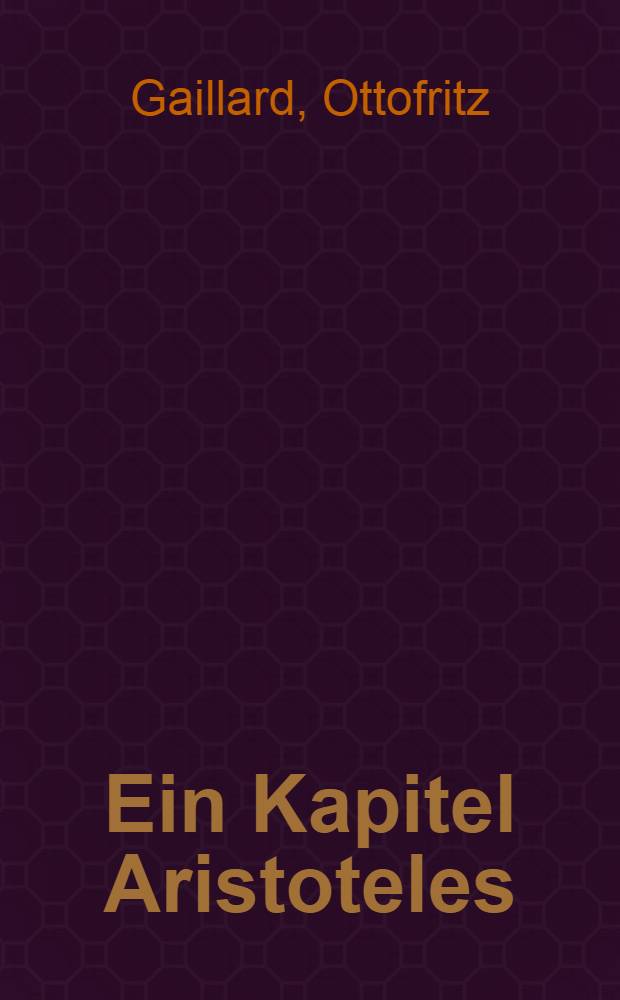 Ein Kapitel Aristoteles