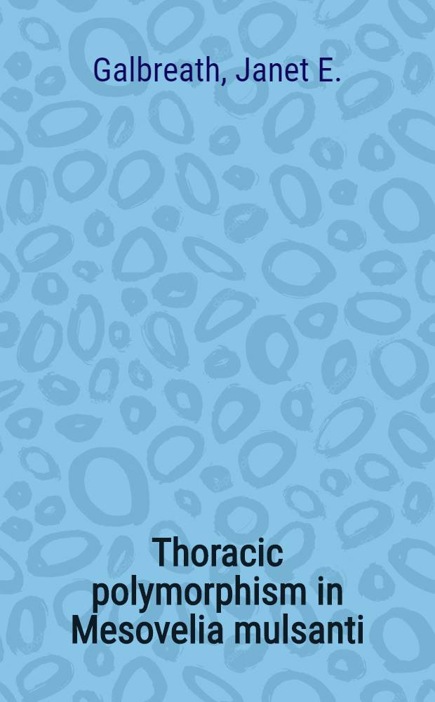Thoracic polymorphism in Mesovelia mulsanti (Hemiptera: Mesoveliidae)