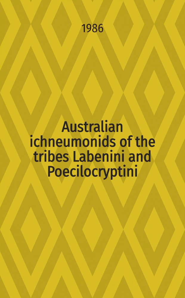 Australian ichneumonids of the tribes Labenini and Poecilocryptini