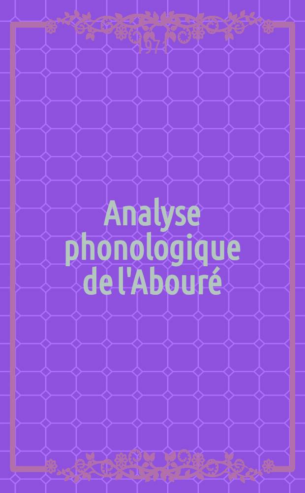 Analyse phonologique de l'Abouré