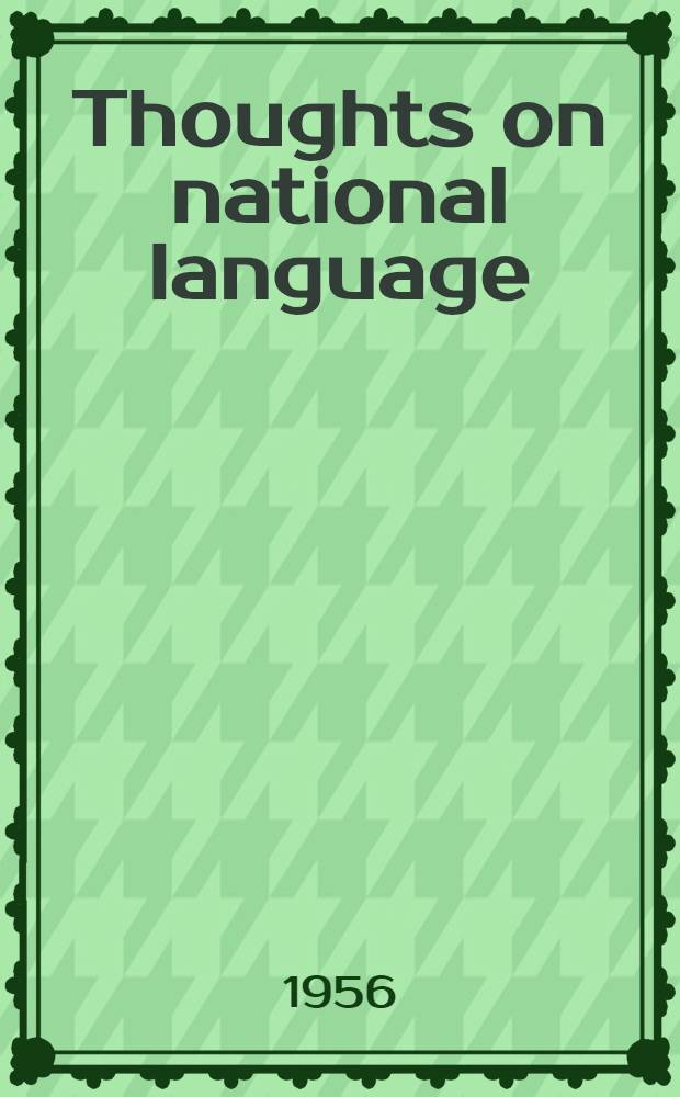 Thoughts on national language