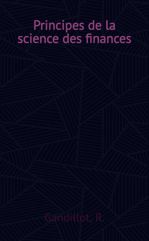 Principes de la science des finances