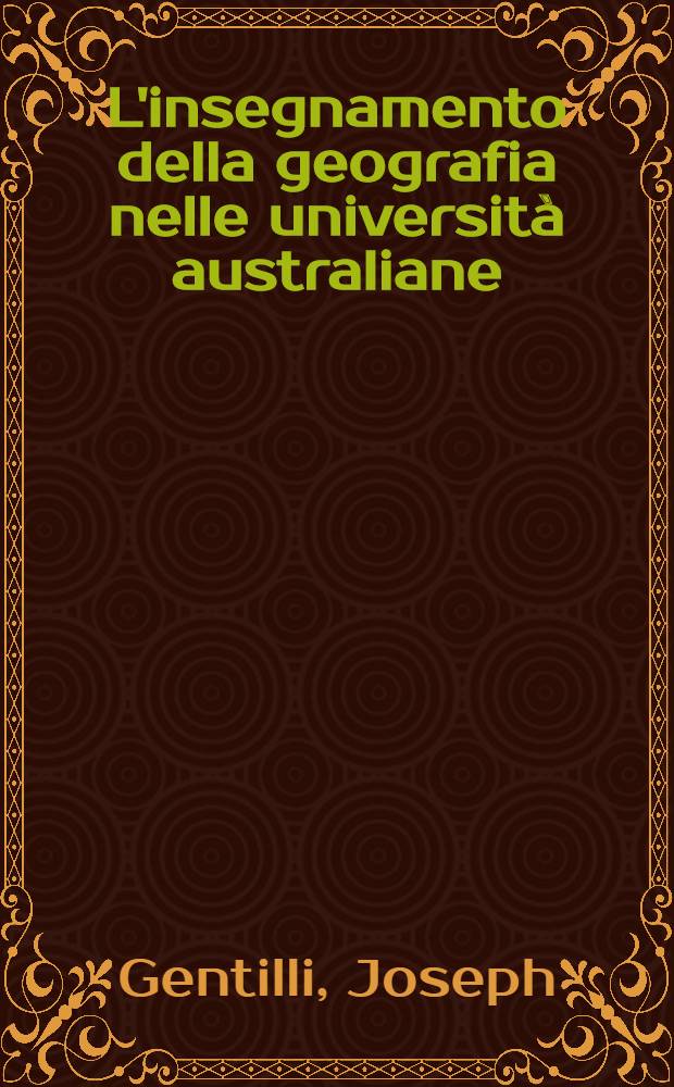 L'insegnamento della geografia nelle università australiane