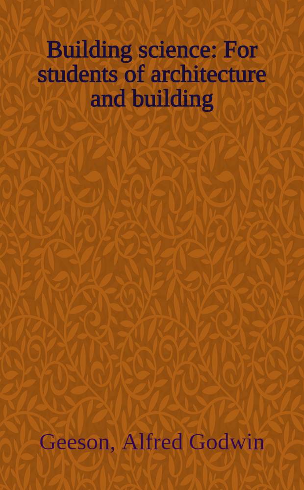Building science : For students of architecture and building