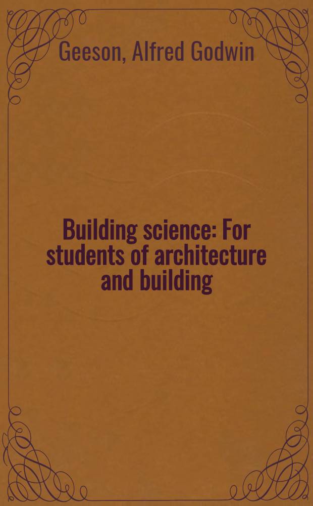 Building science : For students of architecture and building