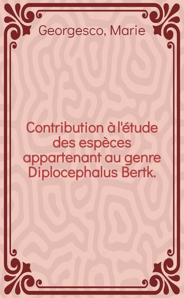 Contribution à l'étude des espèces appartenant au genre Diplocephalus Bertk. (Micriphantidae)