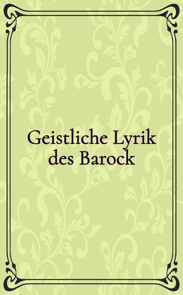 Geistliche Lyrik des Barock