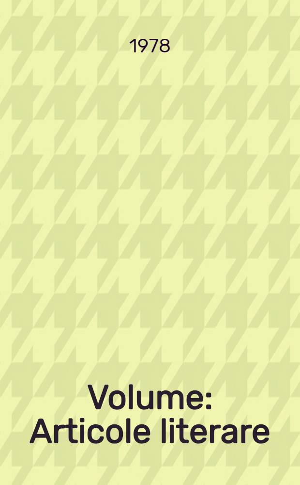 Volume : Articole literare