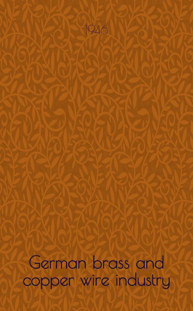 German brass and copper wire industry