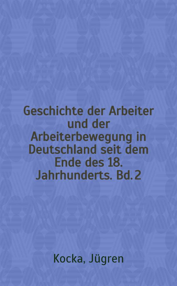 Geschichte der Arbeiter und der Arbeiterbewegung in Deutschland seit dem Ende des 18. Jahrhunderts. Bd. 2 : Arbeitsverhältnisse und Arbeiterexistenzen