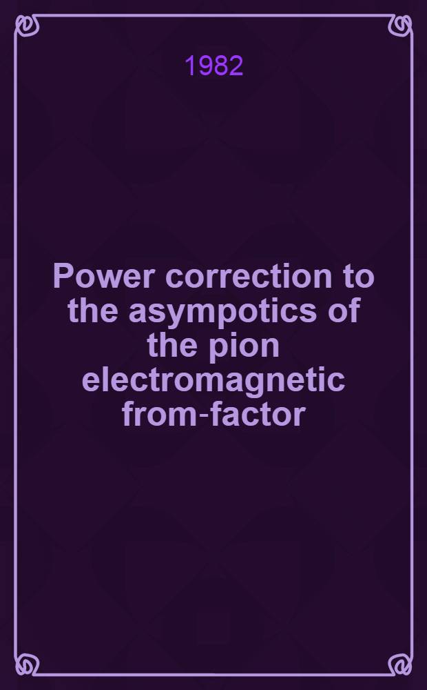 Power correction to the asympotics of the pion electromagnetic from-factor