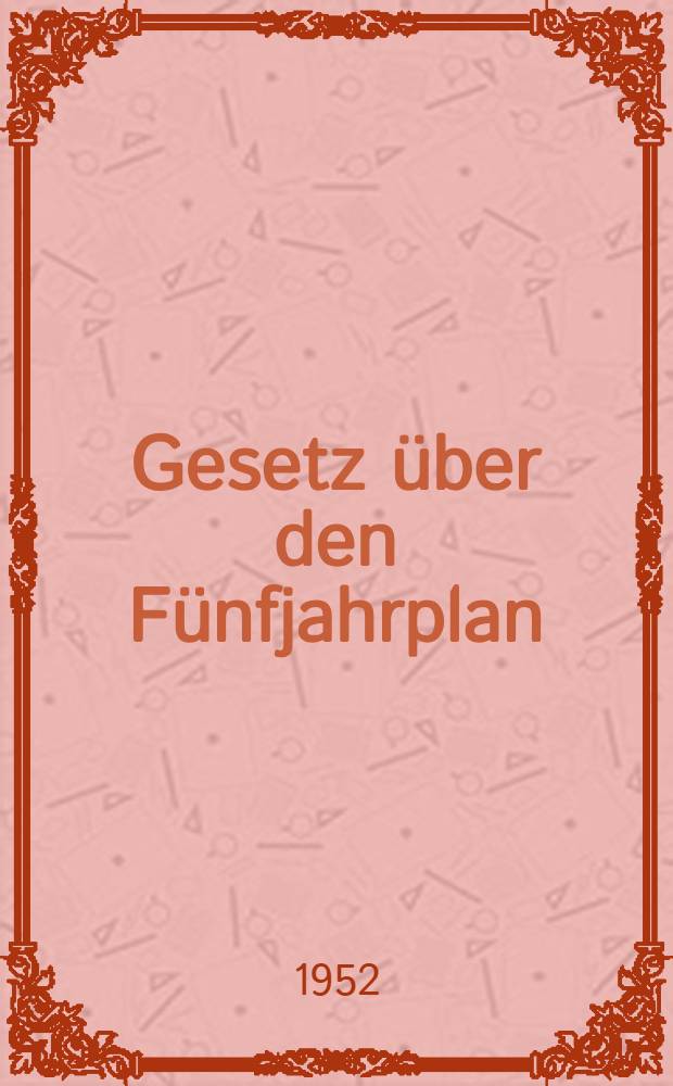 Gesetz über den Fünfjahrplan