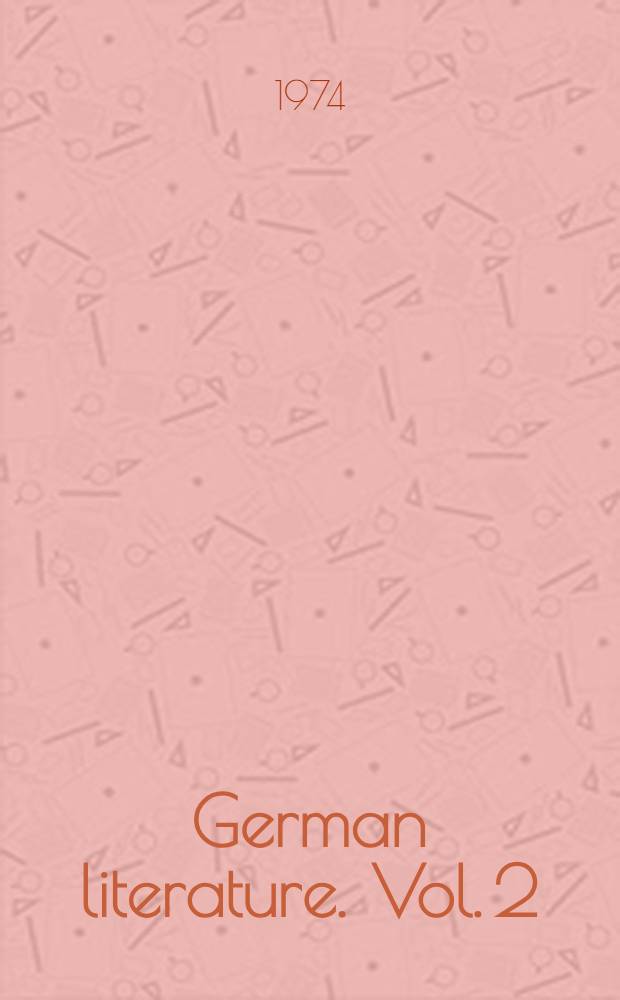 German literature. Vol. 2 : Author and title listing