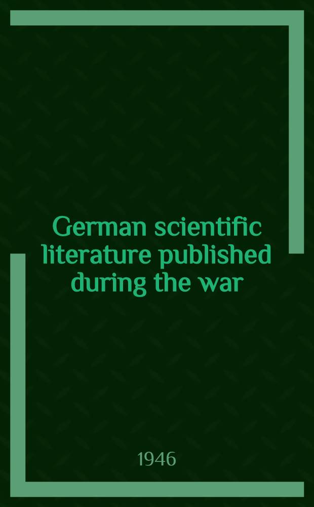 German scientific literature published during the war
