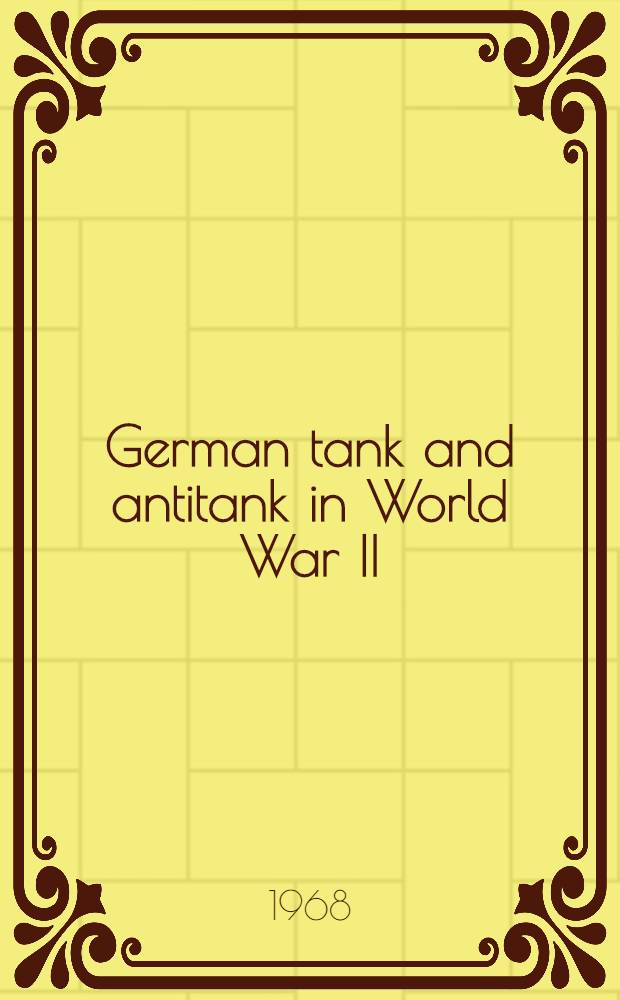 German tank and antitank in World War II