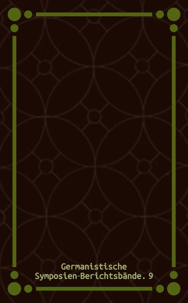 Germanistische Symposien-Berichtsbände. 9 : Zur Terminologie der Literaturwissenschaft