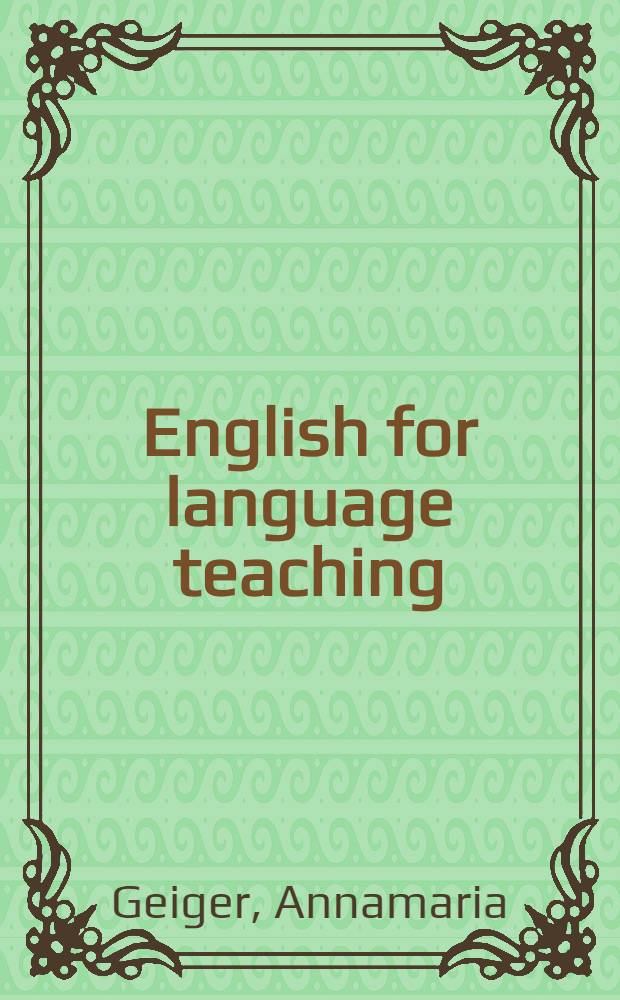 English for language teaching