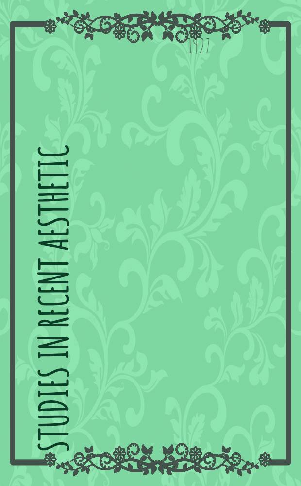 Studies in recent aesthetic