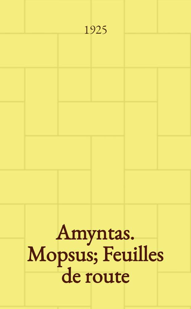 Amyntas. Mopsus; Feuilles de route; De Biskra à Touggourt; Le renoncement au voyage