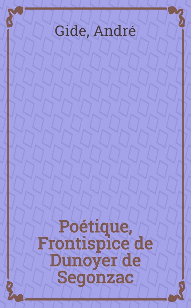 Poétique, Frontispice de Dunoyer de Segonzac