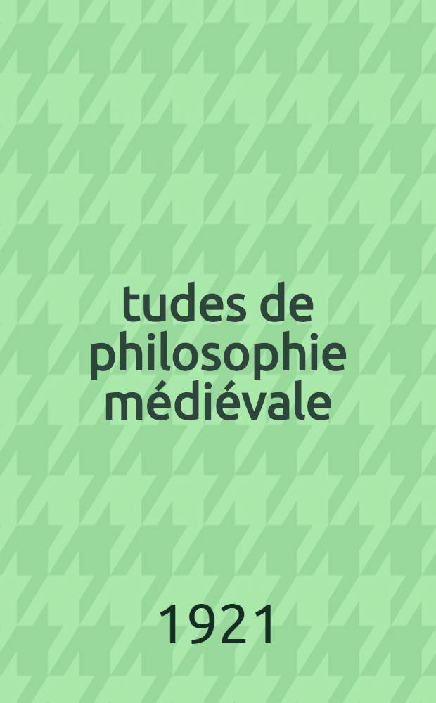 Études de philosophie médiévale