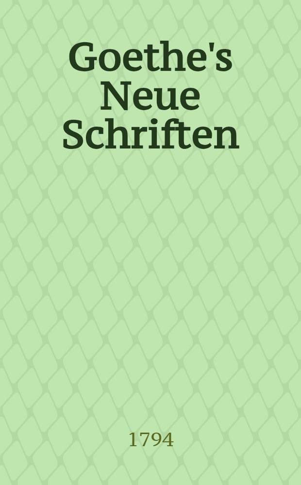 Goethe's Neue Schriften