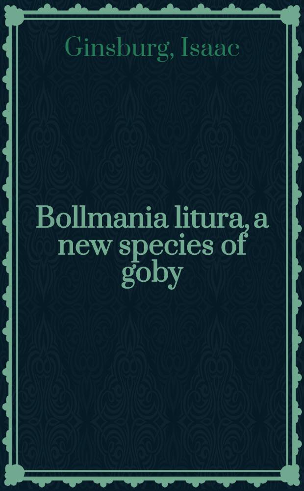 Bollmania litura, a new species of goby