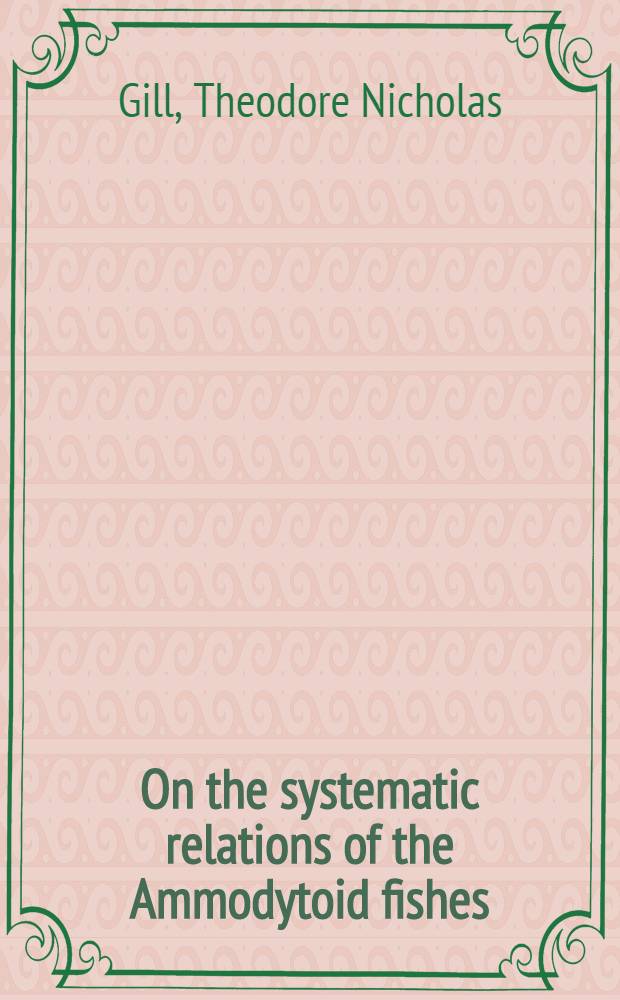 [On the systematic relations of the Ammodytoid fishes