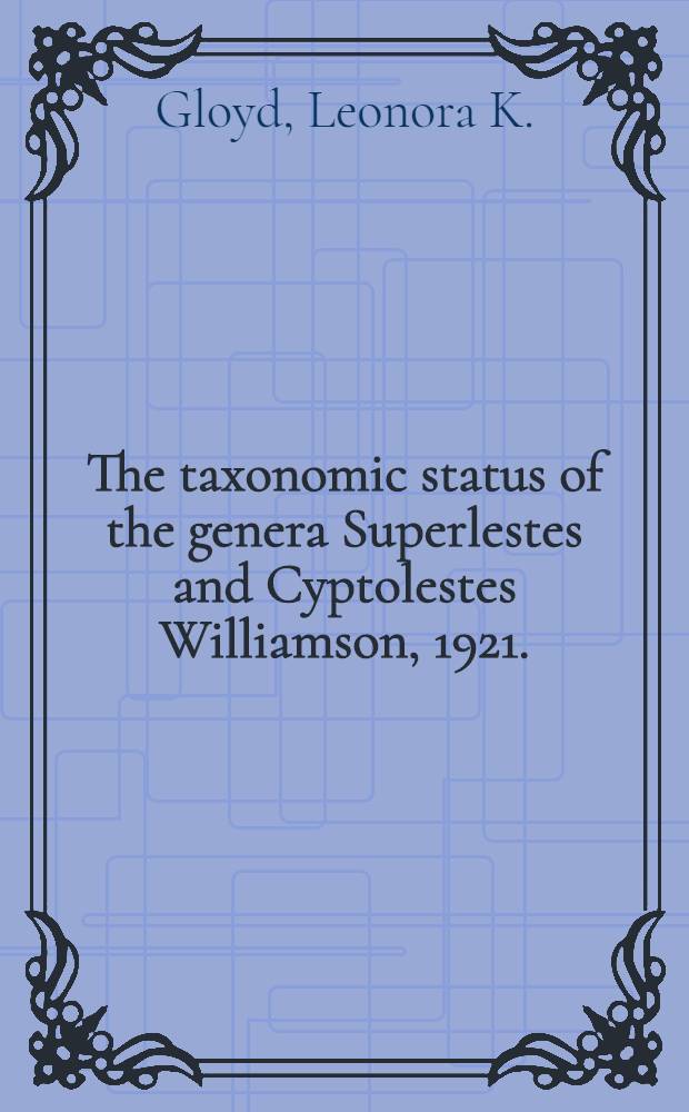 The taxonomic status of the genera Superlestes and Cyptolestes Williamson, 1921. (Odonata: Lestidae)