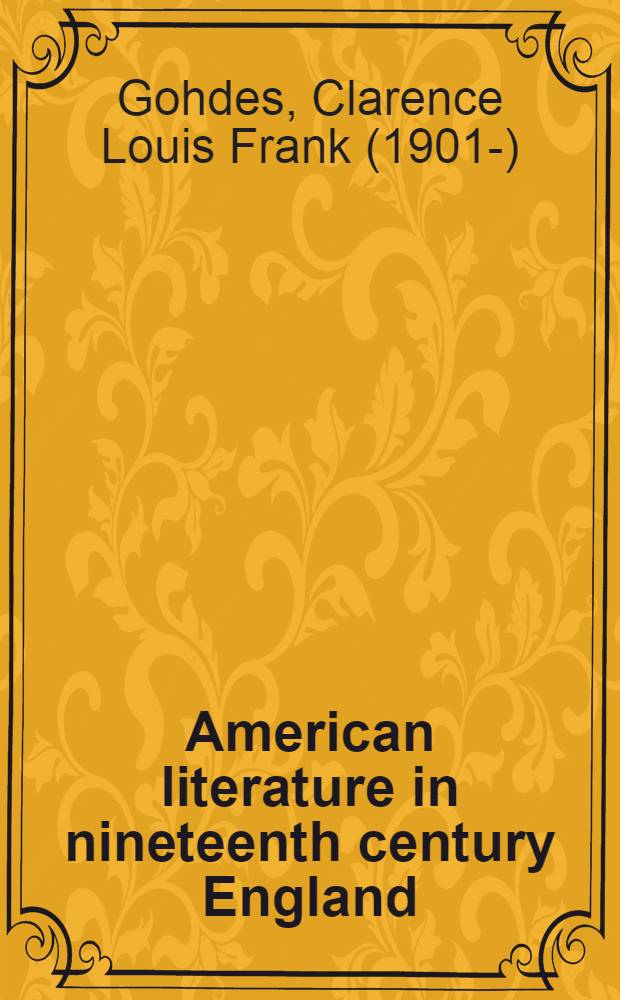 American literature in nineteenth century England