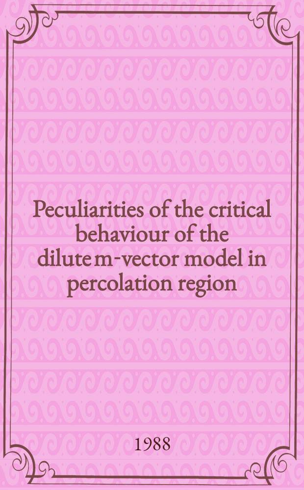 Peculiarities of the critical behaviour of the dilute m-vector model in percolation region