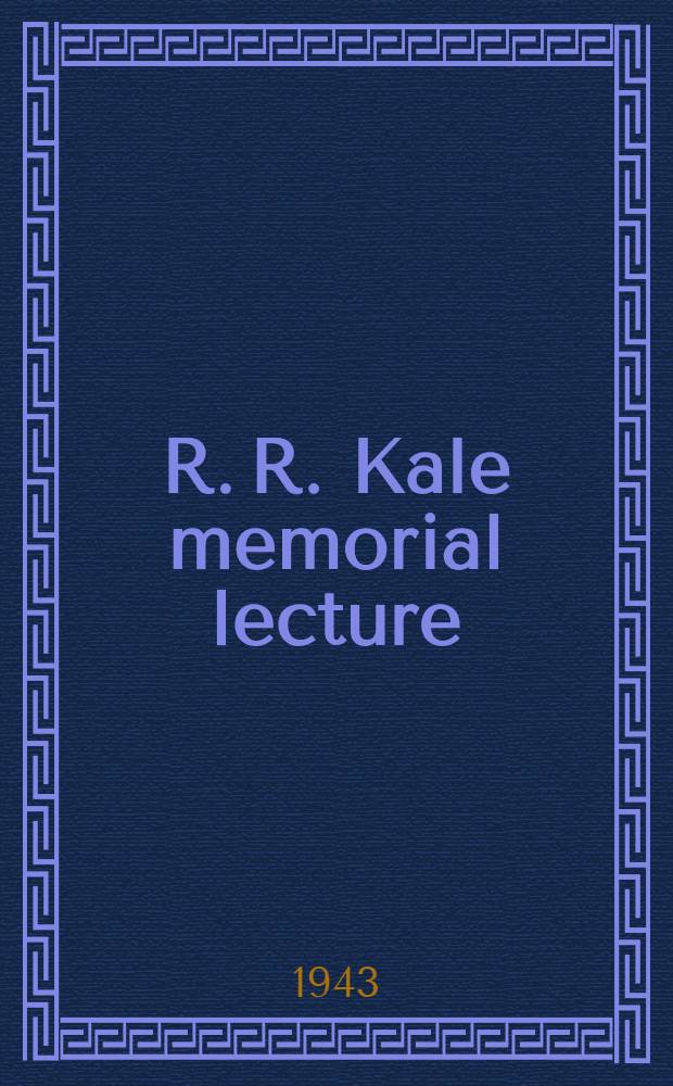 R. R. Kale memorial lecture : The formation of federations
