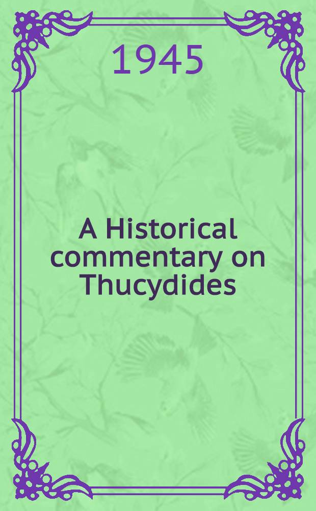 A Historical commentary on Thucydides