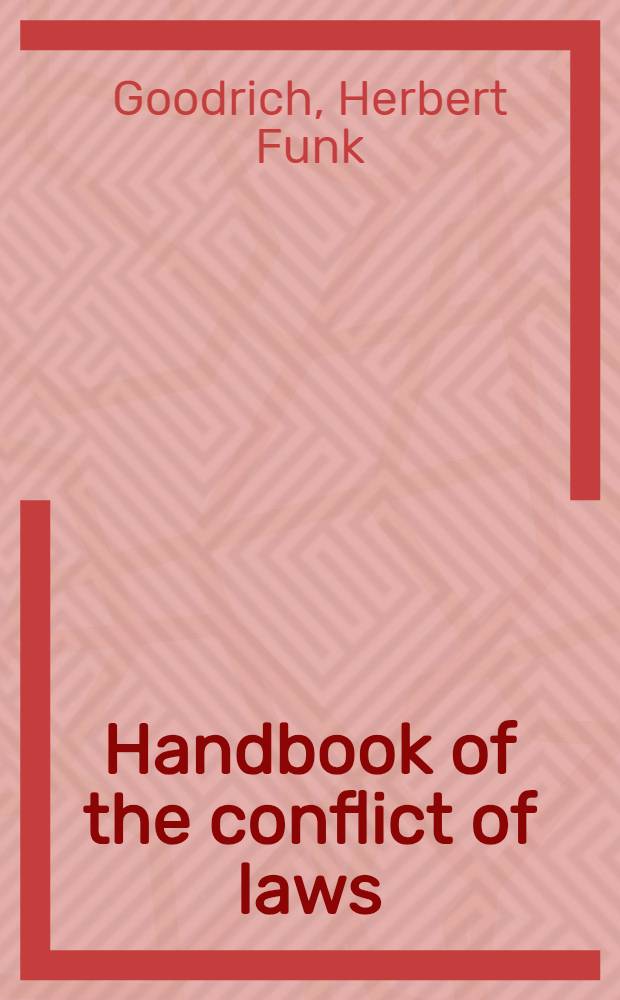 Handbook of the conflict of laws