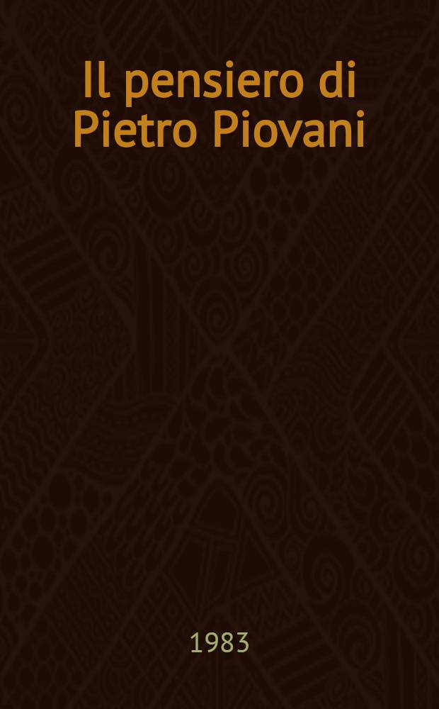 Il pensiero di Pietro Piovani