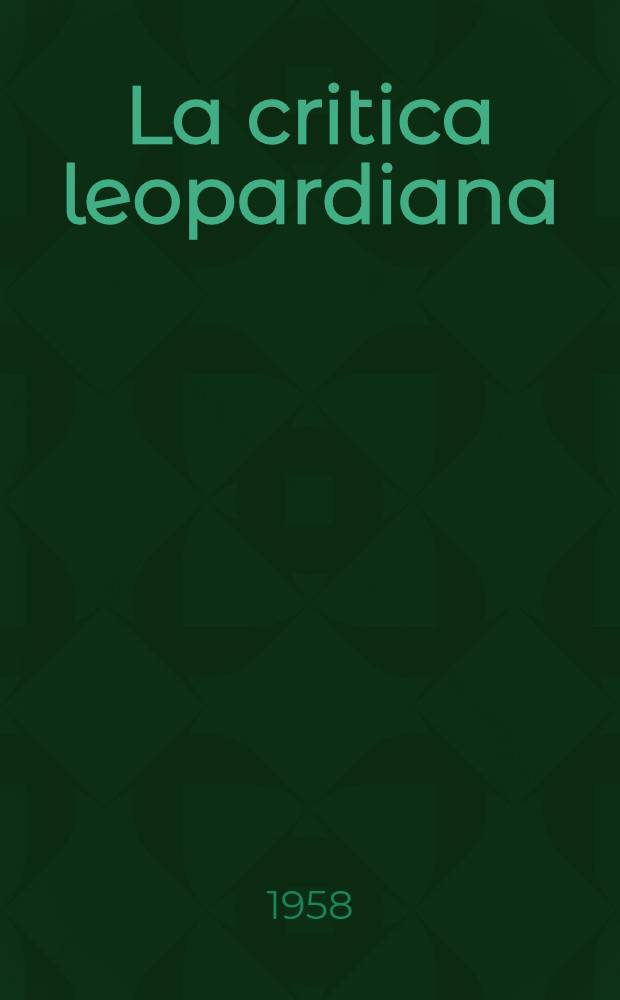 La critica leopardiana