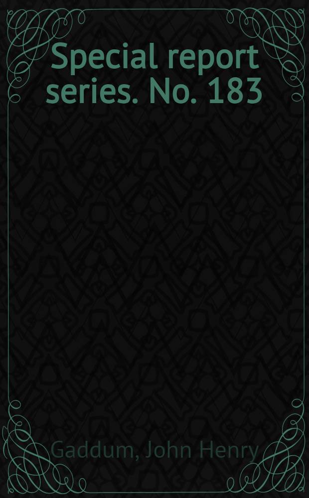 Special report series. No. 183 : Reports on biological standards