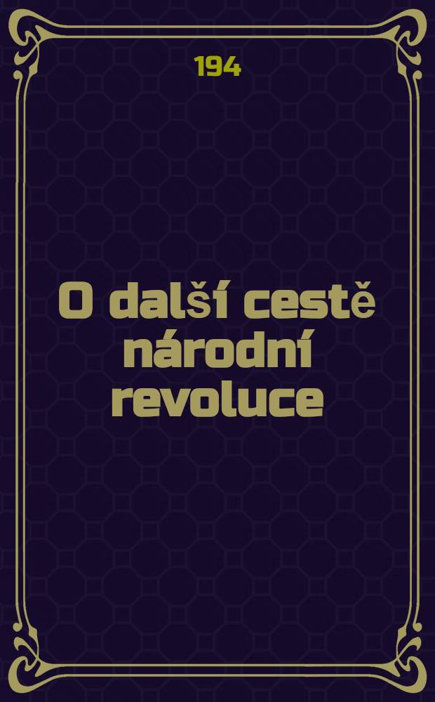 O další cestě národní revoluce