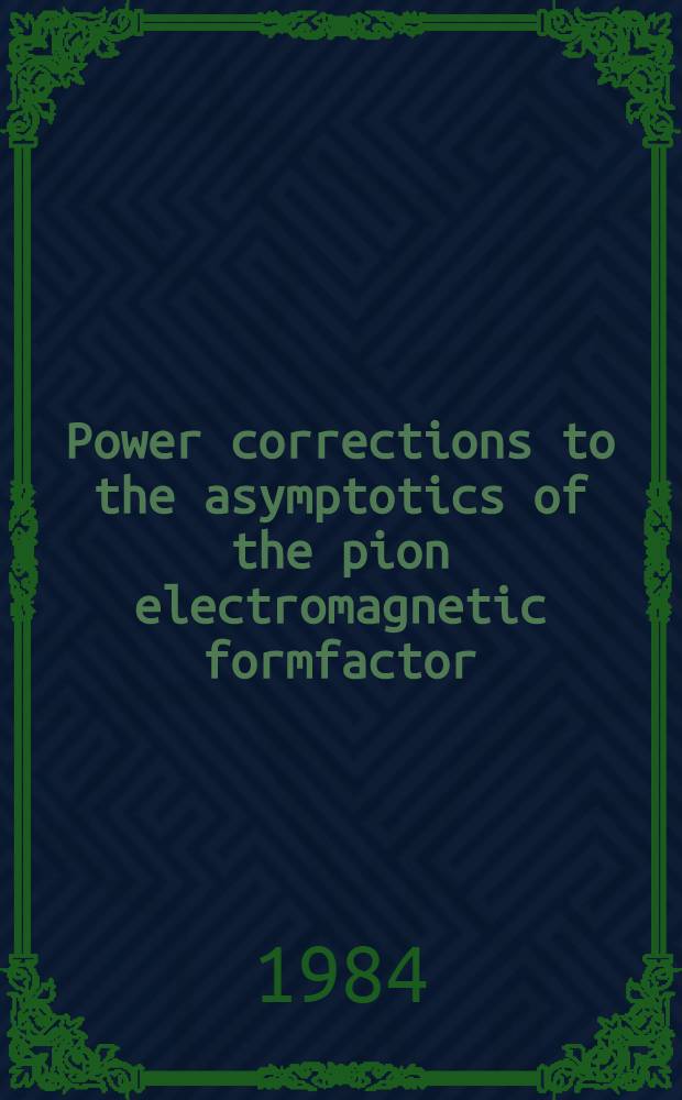 Power corrections to the asymptotics of the pion electromagnetic formfactor