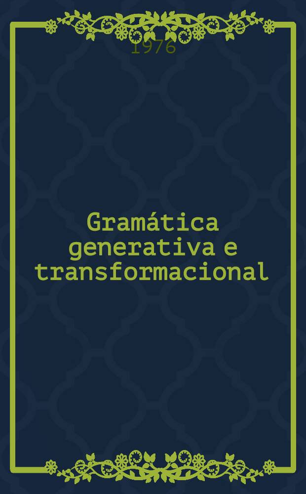 Gramática generativa e transformacional