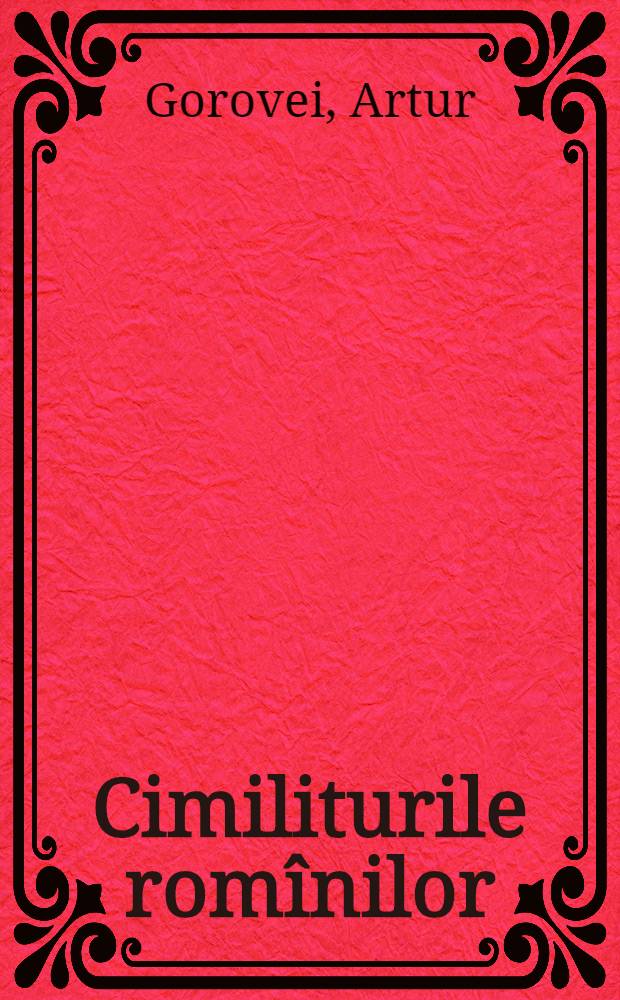 Cimiliturile rom&icirc;nilor