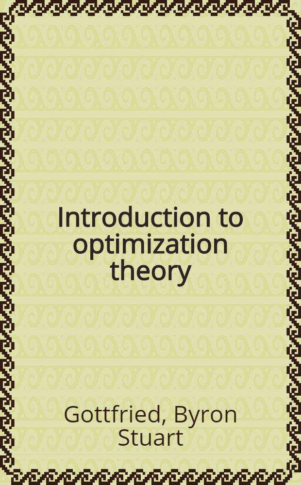 Introduction to optimization theory