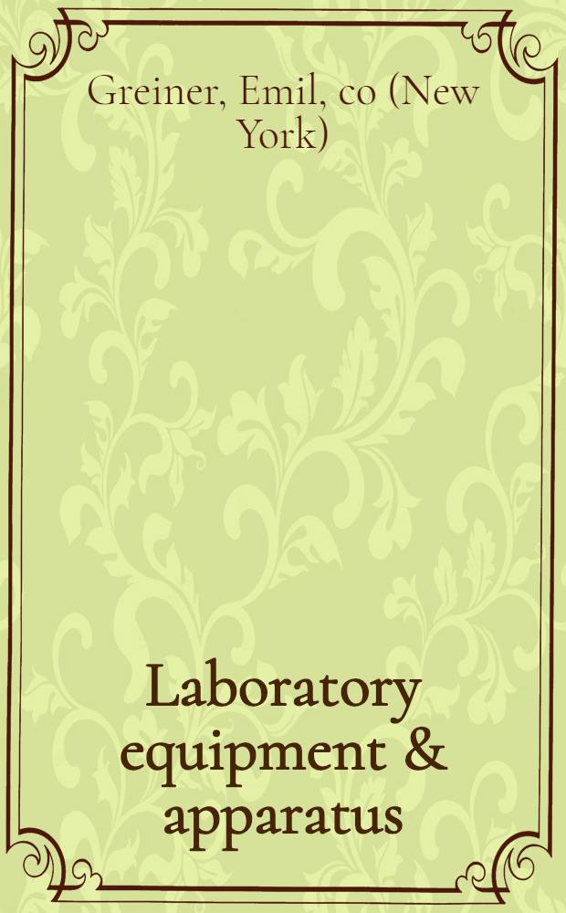 Laboratory equipment & apparatus